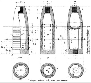 Projectiles pour canon de 5 de Reffye